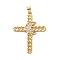 Brass Micro Pave Clear Cubic Zirconia Pendants, Real 18K Gold Plated, Cross, Moon, 36x26~26.5x3~4mm, Hole: 4x3.5mm