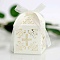 Cross Hollow Candy Paper Gift Boxes, For Wedding Party Supplies, Square with Ribbon, Beige, 5x5x8cm