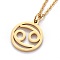 304 Stainless Steel Pendant Necklaces, with Lobster Claw Clasps, Constellation/Zodiac Sign, Golden, Cancer, 17.67 inch(44.9cm)