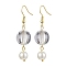 Acrylic Faceted Round Dangle Earrings, 304 Stainless Steel Earrings for Women, Golden, 47x13.5mm