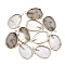 Electroplate Natural Smoky Quartz Pendants, with Iron Findings, Oval, Golden, 27~29x18~19.5x4~5mm, Hole: 1.8mm