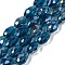 Transparent Electroplate Glass Beads Strands, AB Color Plated, Faceted, Teardrop, Marine Blue, 15x10mm, Hole: 1.6mm, about 46~48pcs/strand, 27.95''(71cm)