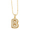 Brass Micro Pave Cubic Zirconia Pendant Necklaces, Golden, Letter B, 16.54 inch(42cm), Pendant: 24~30x13~22mm