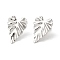 Non-Tarnish 304 Stainless Steel Stud Earrings, Leaf, Stainless Steel Color, 25x17.5mm