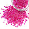 12/0 Glass Seed Beads, Inside Colours, Round Hole, Round, Transparent Colours Rainbow, Fuchsia, 12/0, 2~2.5x1.5~2mm, Hole: 0.8mm, about 3333pcs/50g