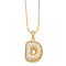 Brass Micro Pave Cubic Zirconia Pendant Necklaces, Golden, Letter D, 16.54 inch(42cm), Pendant: 24~30x13~22mm