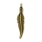 Tibetan Style Alloy Pendants, Feather, Antique Bronze, 31.5x6.5x4mm, Hole: 2mm