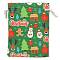 Christmas Theme Cloth Printed Storage Bags, Drawstring Bags, Rectangle, Lime Green, 18x13x0.4cm