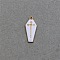 Alloy Enamel Pendant, Light Gold, Hexagon with Cross, White, 26x11.5x3mm, Hole: 1.8mm