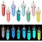 CHGCRAFT 16Pcs 8 Colors Synthetic Luminous Stone Pendants, with Platinum Tone Iron Findings, Double Terminated Pointed/Bullet Shape, Dyed, Mixed Color, 40.5x13x10mm, Hole: 5x4mm, 2pcs/color