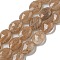 Natural Peach Moonstone Beads Strands, Faceted, Flat Oval, 10x8x5mm, Hole: 1mm, about 38pcs/strand, 15.04''(38.2cm)