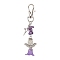 Angle Acrylic & Alloy Pendant Decorations, Natural Amethyst Chips and Swivel Clasps Charms for Bag Ornaments, 94mm