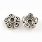 5-Petal Tibetan Style Alloy Bead Caps, Cadmium Free & Lead Free, Flower, Antique Silver, 8x3mm, Hole: 2mm, about 2857pcs/1000g