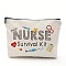 Nurse Cotton Linen Cosmetic Bag, with Polyester Lining, Ladies' Large Capacity Travel Storage Bag, White, 25x17cm