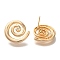 Brass Micro Pave Clear Cubic Zirconia Spiral Stud Earrings for Women, Real 18K Gold Plated, 20x20mm