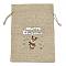 Christmas Printed Burlap Packing Pouches Drawstring Bags, Rectangle, Tan, Deer, 18x13x0.01cm