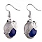 Natural Dyed Lapis Lazuli Elephant Head Dangle Earrings, Platinum Brass Jewelry for Women, 38mm, Pin: 0.7mm