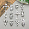 12Pcs Tibetan Style Alloy Multi-Strand Links & Pendants, Cross, Antique Silver, 14~36mm