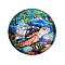 Glass Cabochons, Half Round with Ocean Theme, Colorful, Tortoise, 34.5x9.5mm