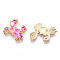 Printed Alloy Pendants, Light Gold, Crab Charms, Hot Pink, 19.5x20x1.5mm, Hole: 0.6mm