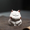 Ceramics Tea Pet Cat Display Decorations, for Home Office Desk Decoration, White, 48x55x56mm