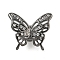 Brass Cubic Zirconia Beads, Long-Lasting Plated, Lead Free & Cadmium Free, Butterfly, Gunmetal, 15x17x8mm, Hole: 3mm