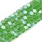 Transparent Glass Beads Strands, Faceted, Frosted, Half AB Color Plated, Rondelle, Green, 3.5~3.8x3mm, Hole: 0.4mm, about 113~115pcs/strand, 32.5~33cm