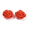 Synthetic Coral Carved Beads, Dyed, Flower, Tomato, 28x14mm, Hole: 1.3mm