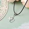 Glass Seed Beads & Glass Pearl Angel Pendant Necklaces NJEW-MZ00056-4