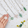 FIBLOOM 6Pcs 6 Styles Natural Rose Quartz & Green Aventurine Pendant Necklaces Set with Alloy Chains NJEW-FI0001-13-3