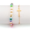 Stretch Bracelets & Sideways Cross Links Bracelets Set BJEW-JB05341-01-9