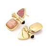 Ion Plating(IP) Natural Sunstone and Natural Rhodonite Stud Earring Findings EJEW-U014-01D-2