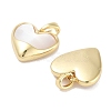 Brass Pave Natural Shell Heart Charms KK-C051-24G-2