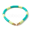 Natural Sandalwood Round & Polymer Clay Heishi Beads Stretch Bracelets Sets BJEW-JB07437-2