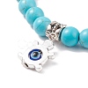 Synthetic Turquoise Round Beaded Stretch Bracelet BJEW-JB08218-7