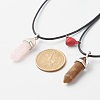 Natural Tiger Eye & Rose Quartz Double Terminated Pointed Pendants Necklaces Set for Couples Best Friends NJEW-JN03676-13