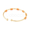 Brass Resin Bamboo Stick Open Cuff Bangles for Women BJEW-S147-02G-3