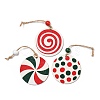 9Pcs 3 Styles Christmas Wood Pendant Decorations Set WOOD-U004-01D-2