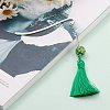 Metal Bookmark Gift with Polyester Tassel Big Pendant Decorations AJEW-JK00167-01-4