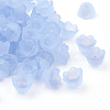 Chunky Cyan Transparent Frosted Tulip Flower Acrylic Bead Caps X-PL543-5-1