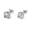 6 Pairs Cubic Zirconia Flat Round Stud Earrings EJEW-G291-04D-M-3