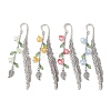 4Pcs 4 Colors Alloy Feather Bookmarks AJEW-TA00024-1