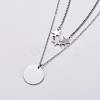 304 Stainless Steel Double Layer Necklaces NJEW-F267-24P-2