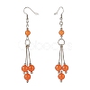 Natural Malaysia Jade Ball Beads Long Dangle Earring for Lady EJEW-JE04680-02-3