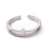 Clear Cubic Zirconia Cross Open Cuff Ring RJEW-G283-08P-2