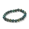 Natural Moss Agate Beaded Stretch Bracelets BJEW-A117-C-44-2