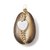 Natural Cowrie Shell Copper Wire Wrapped Pendants PALLOY-JF02451-02-1