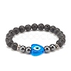 Natural Lava Rock & Synthetic Hematite Stretch Bracelet BJEW-JB08323-01-1