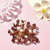 Natural Red Jasper Chips & Pearl Beaded Flower Brooch Pin JEWB-BR00098-02-2