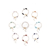 Natural Mixed Stone Chips & Pearl Beaded Bracelet with Enamel Lighting Bolt Charms BJEW-JB08332-M-1